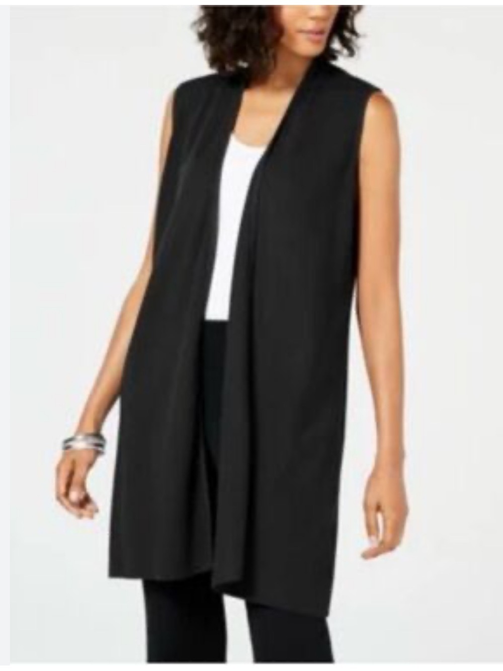 Bryn Walker Sleeveless Lagenlook Modal Blend Open Front Long Cardigan Vest - M